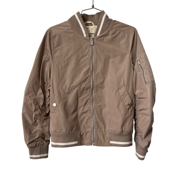 Rachel Rachel Roy Bomber Jacket Size Small Full Zip Ruched Long Sleeve Outdoor - Picture 1 of 7